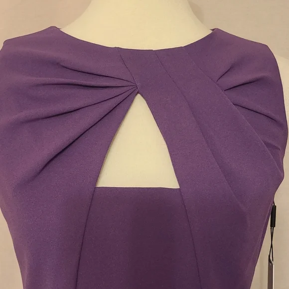 Calvin Klein Purple Gathered Cut-out Front Sleeveless Sheath Dress - Picture 6 of 10